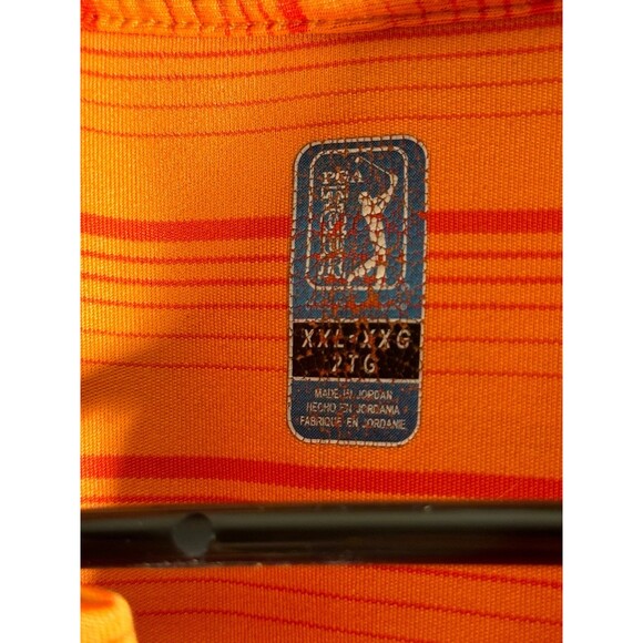 PGA Tour Orange Striped Polo Golf Athletic Shirt XXL - Picture 4 of 8